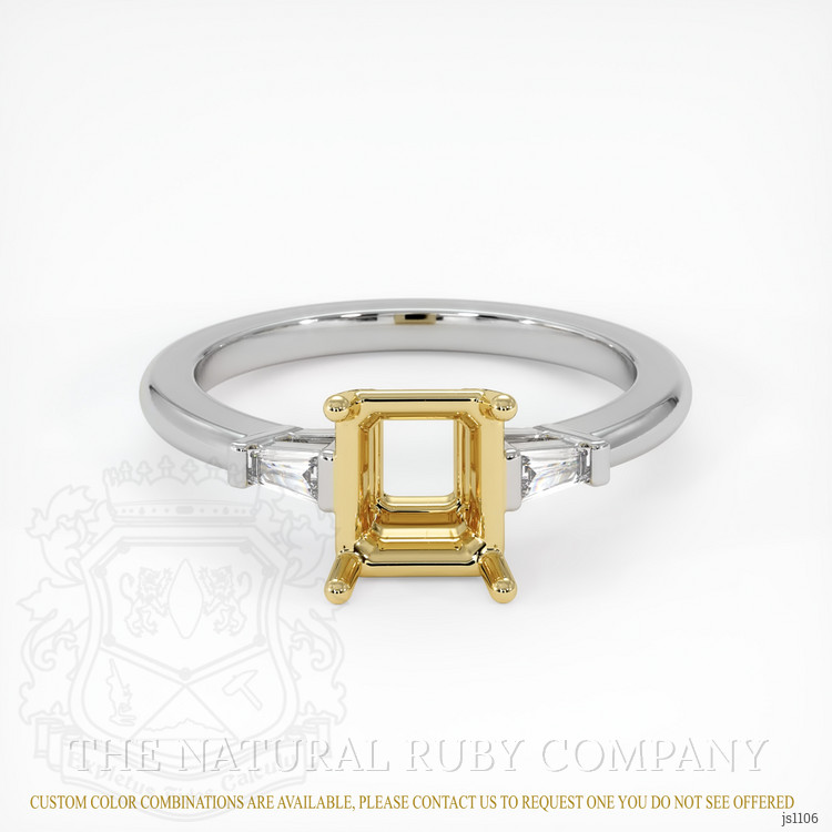 14K Yellow & White Three Stone Ring Setting