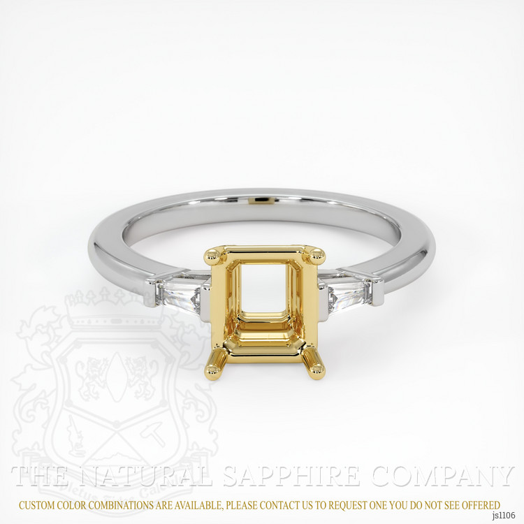 14K Yellow & White Three Stone Ring Setting