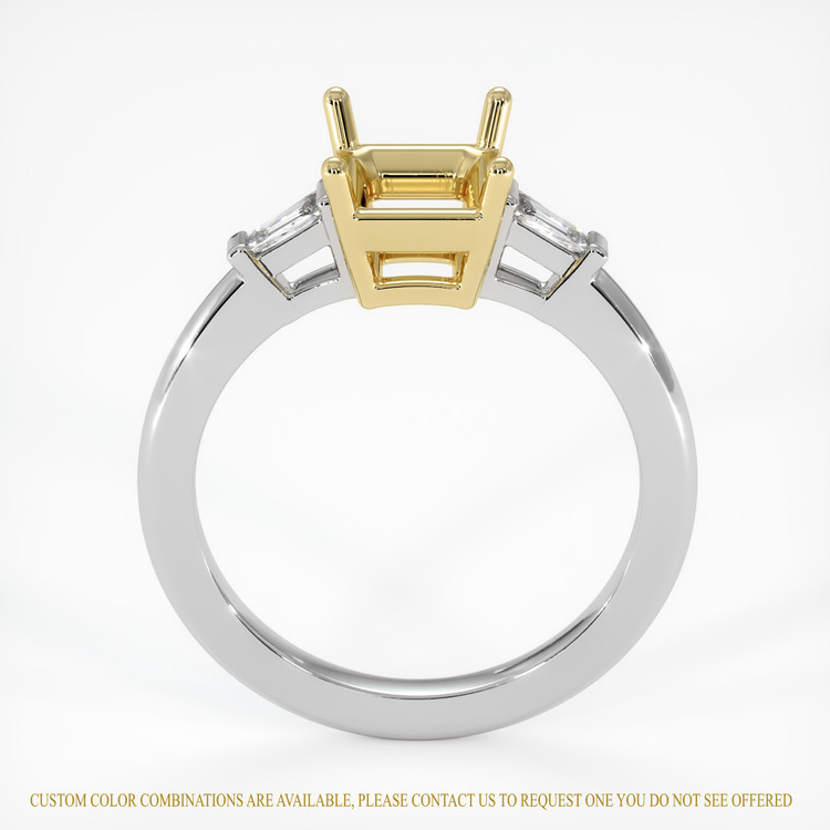 14K Yellow & White Three Stone Ring Setting