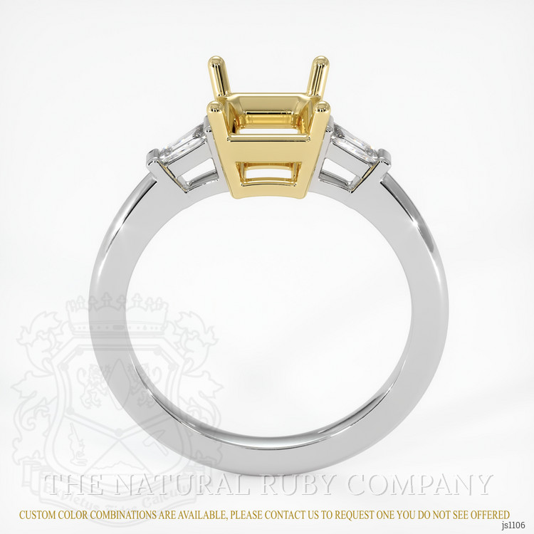 14K Yellow & White Three Stone Ring Setting