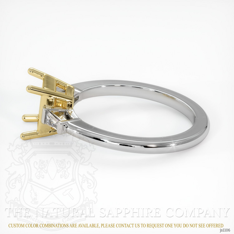 18K Yellow & White Three Stone Ring Setting