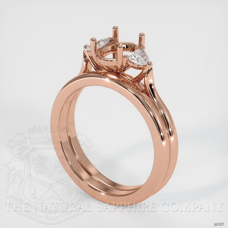 14K Rose Gold Three Stone Ring Setting
