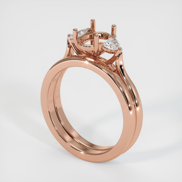 14K Rose Gold Three Stone Ring Setting