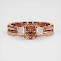 14K Rose Gold Three Stone Ring Setting Image