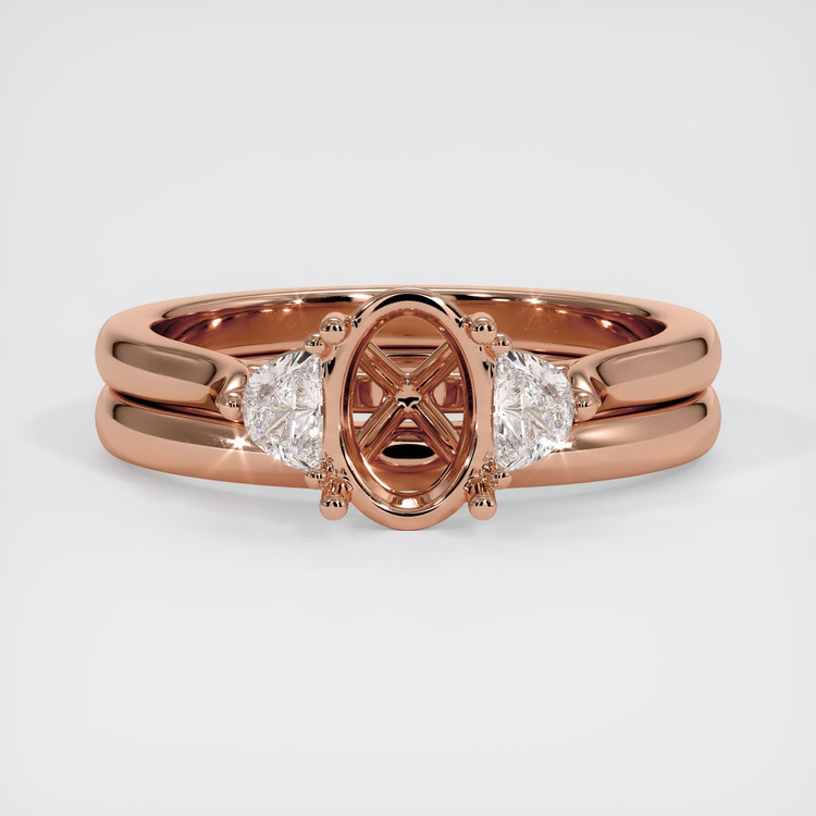 14K Rose Gold Three Stone Ring Setting