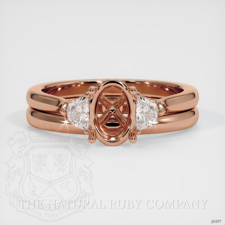14K Rose Gold Three Stone Ring Setting