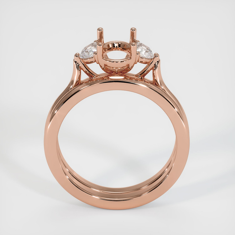 14K Rose Gold Three Stone Ring Setting