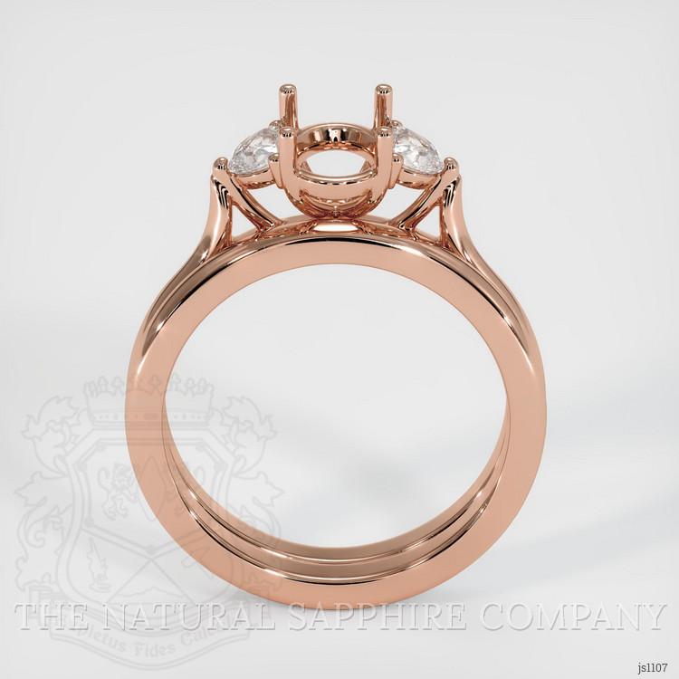 14K Rose Gold Three Stone Ring Setting
