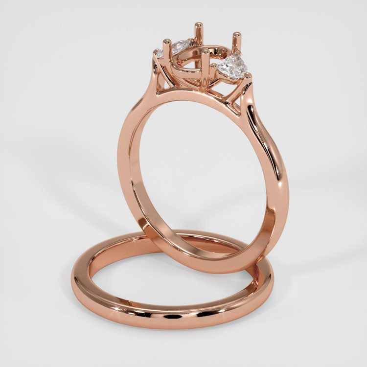14K Rose Gold Three Stone Ring Setting