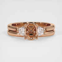 18K Rose Gold Three Stone Ring Setting Image