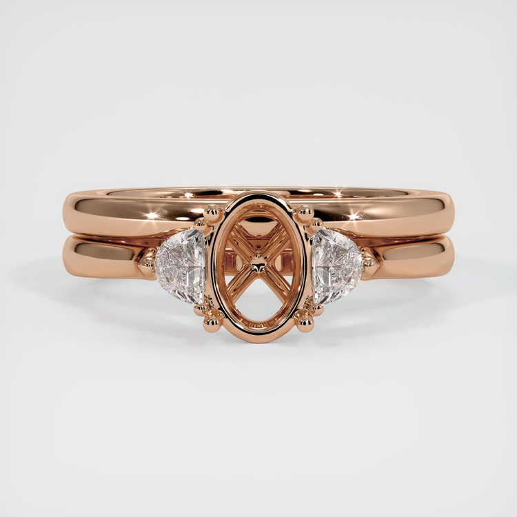 18K Rose Gold Three Stone Ring Setting
