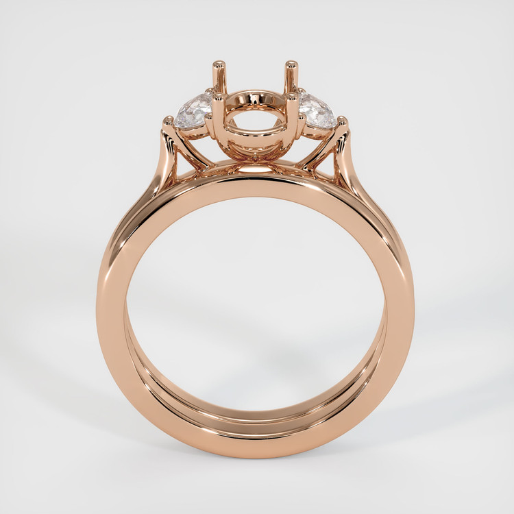 18K Rose Gold Three Stone Ring Setting