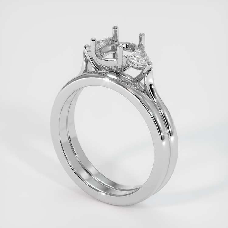 10K White Gold Three Stone Ring Setting