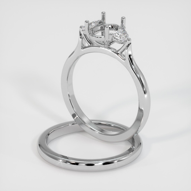 10K White Gold Three Stone Ring Setting