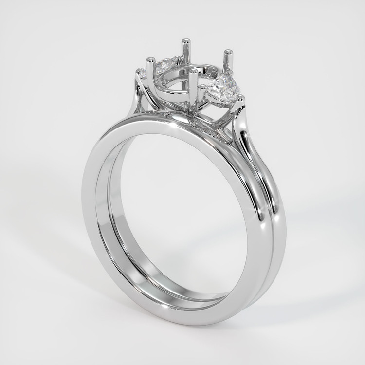 14K White Gold Three Stone Ring Setting