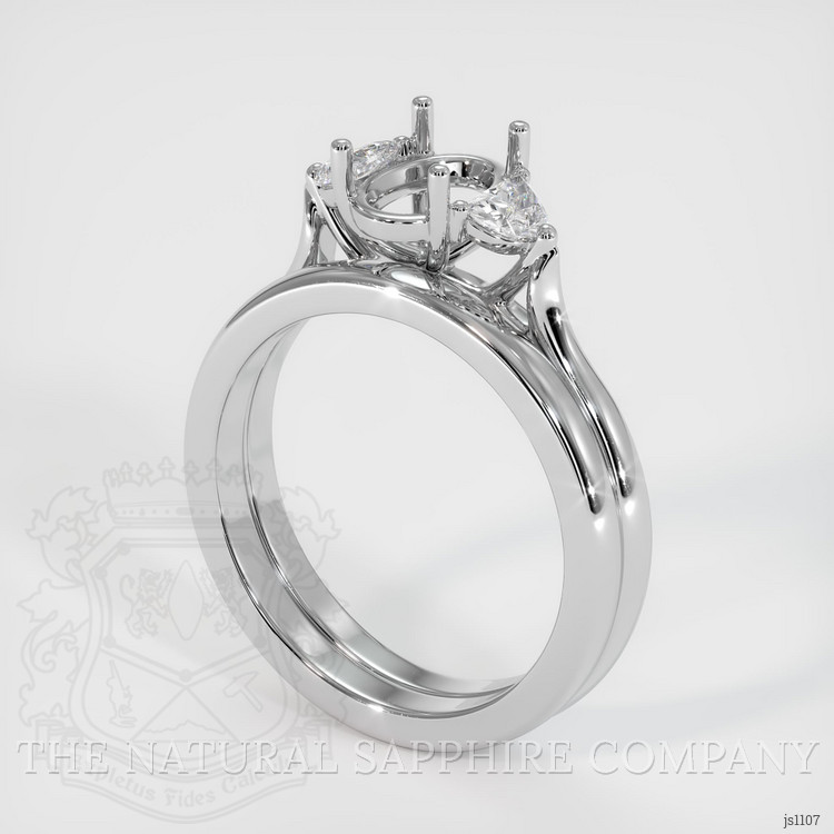 14K White Gold Three Stone Ring Setting