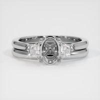 14K White Gold Three Stone Ring Setting Image