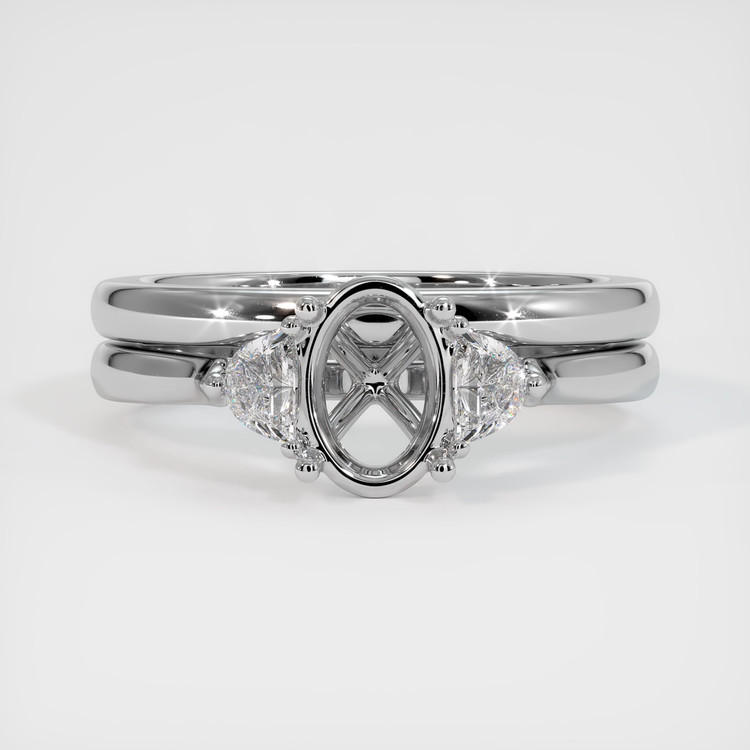 14K White Gold Three Stone Ring Setting