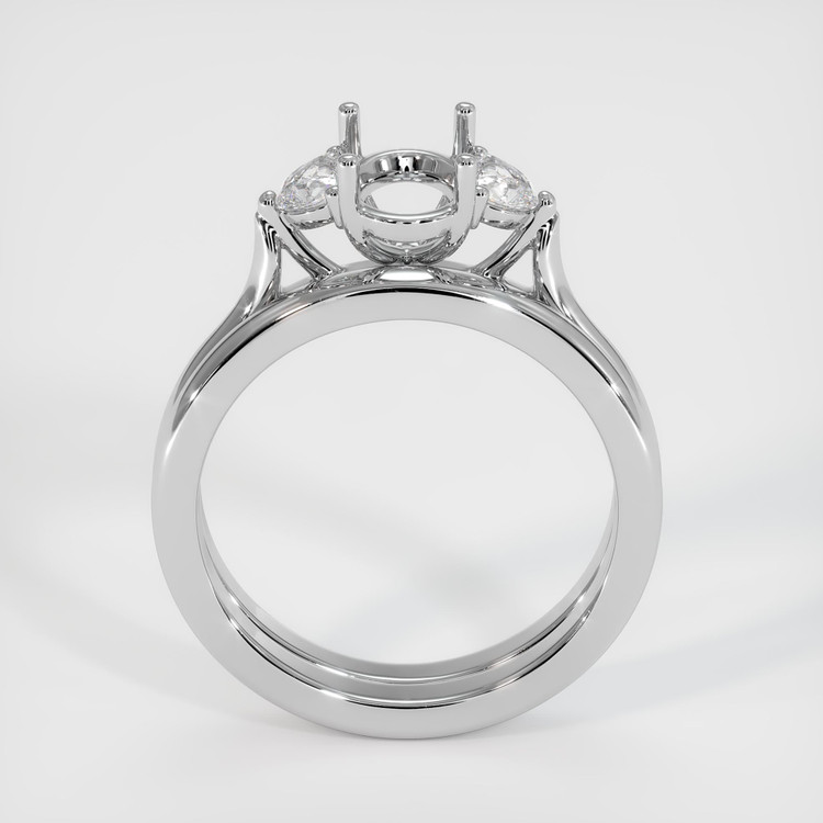 14K White Gold Three Stone Ring Setting