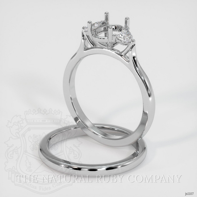 14K White Gold Three Stone Ring Setting