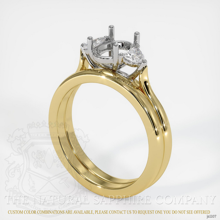 14K White & Yellow Three Stone Ring Setting