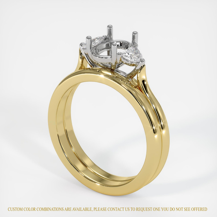 14K White & Yellow Three Stone Ring Setting