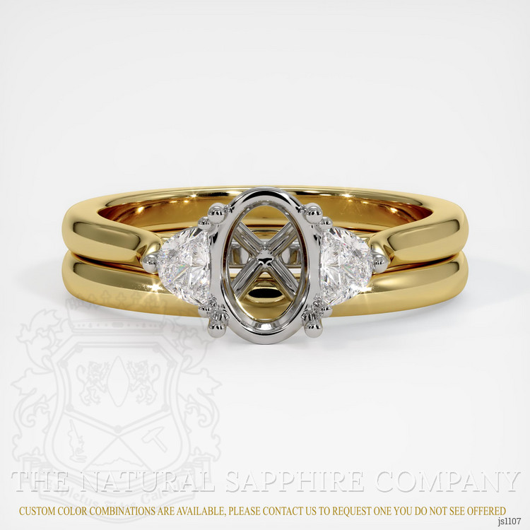 14K White & Yellow Three Stone Ring Setting