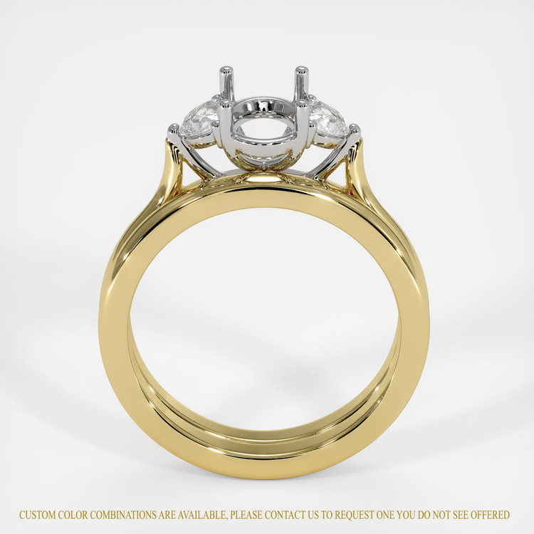 14K White & Yellow Three Stone Ring Setting