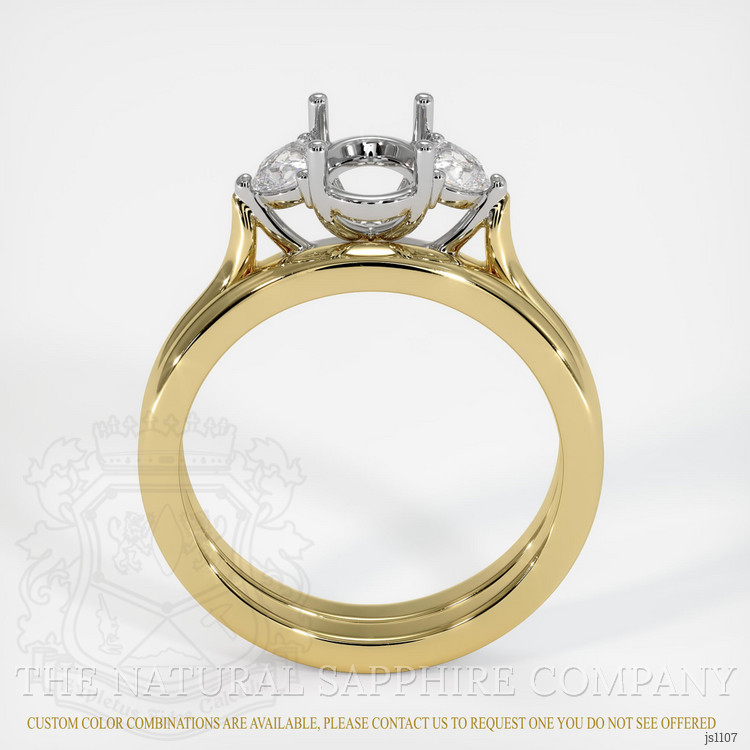 14K White & Yellow Three Stone Ring Setting