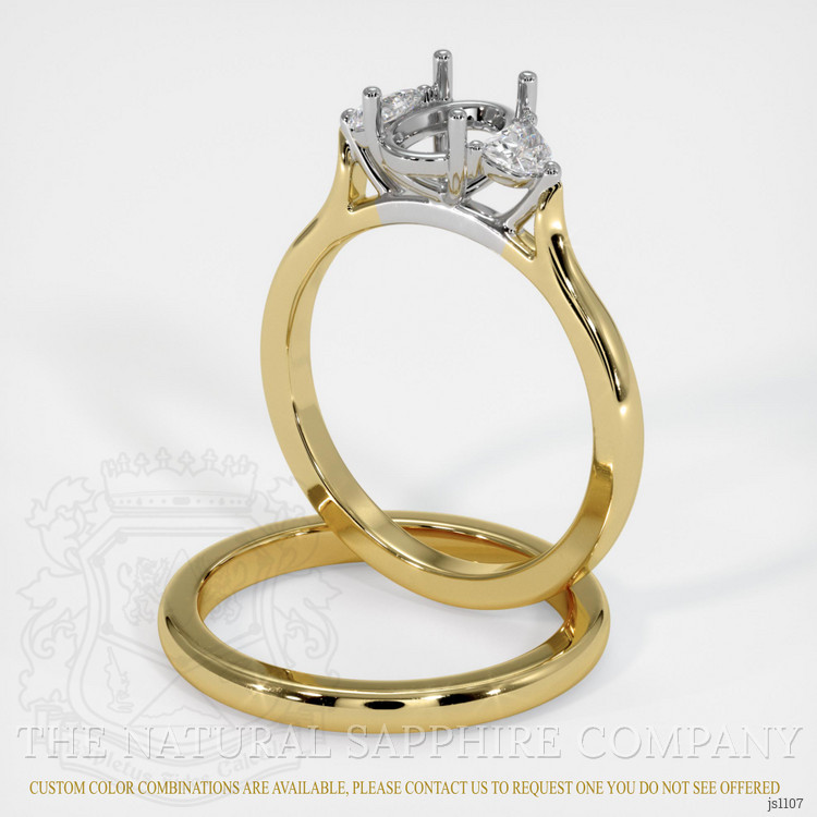 14K White & Yellow Three Stone Ring Setting