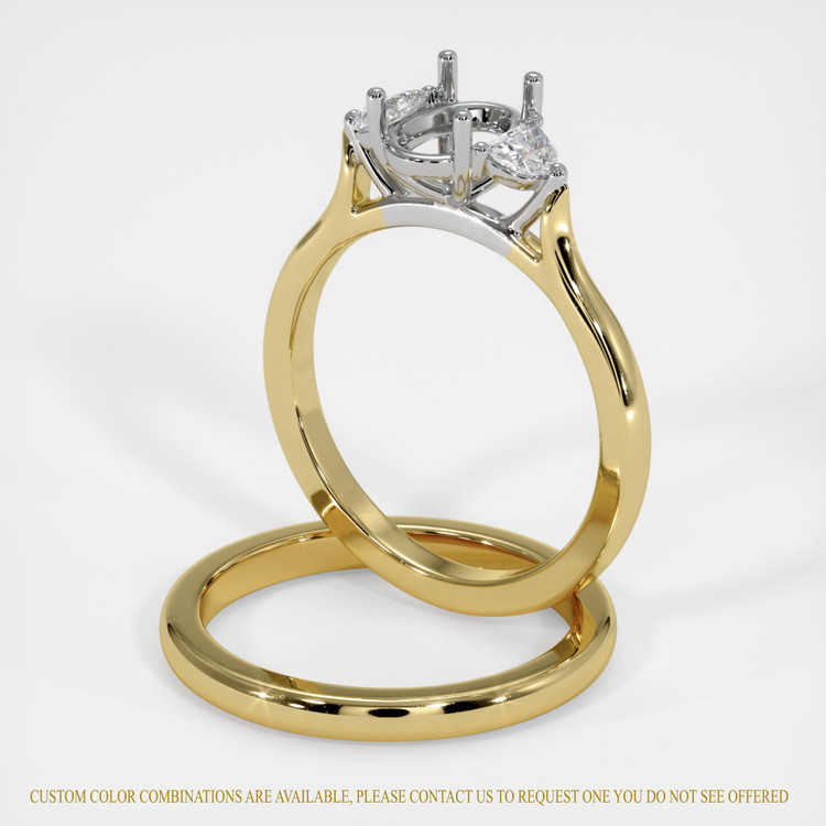 14K White & Yellow Three Stone Ring Setting