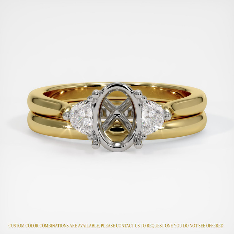18K White & Yellow Three Stone Ring Setting