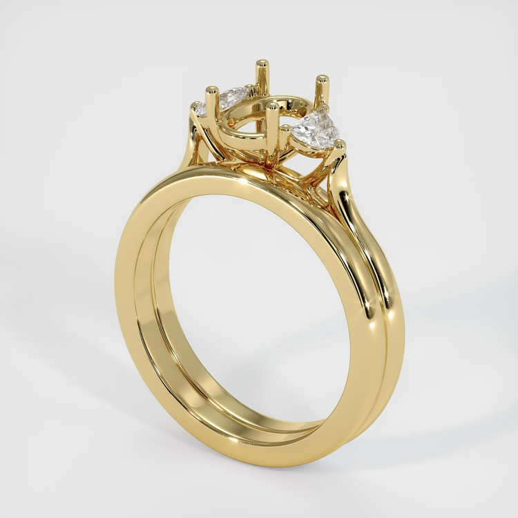 14K Yellow Gold Three Stone Ring Setting