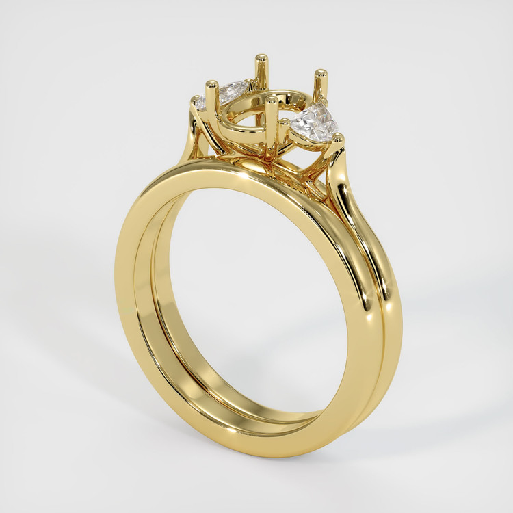 18K Yellow Gold Three Stone Ring Setting