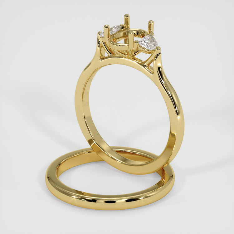 18K Yellow Gold Three Stone Ring Setting