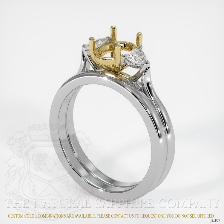 14K Yellow & White Three Stone Ring Setting
