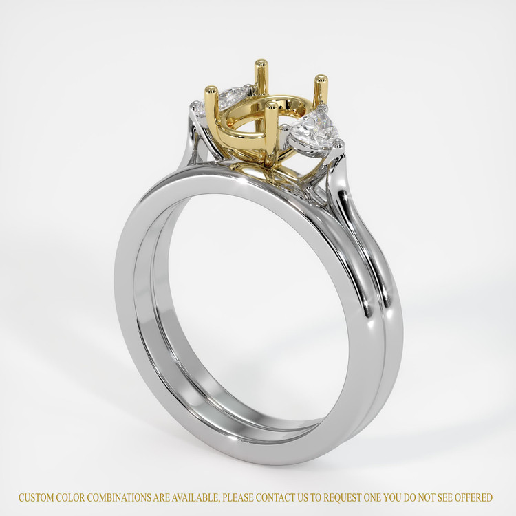14K Yellow & White Three Stone Ring Setting
