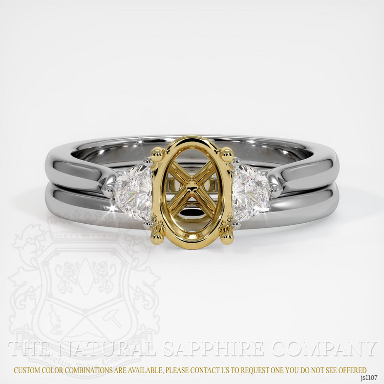14K Yellow & White Three Stone Ring Setting