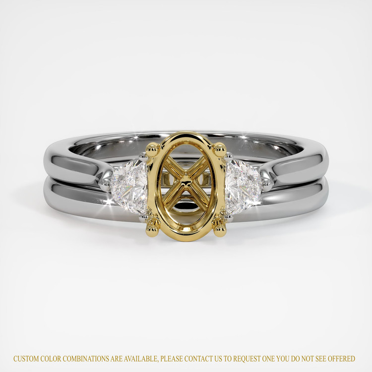 14K Yellow & White Three Stone Ring Setting