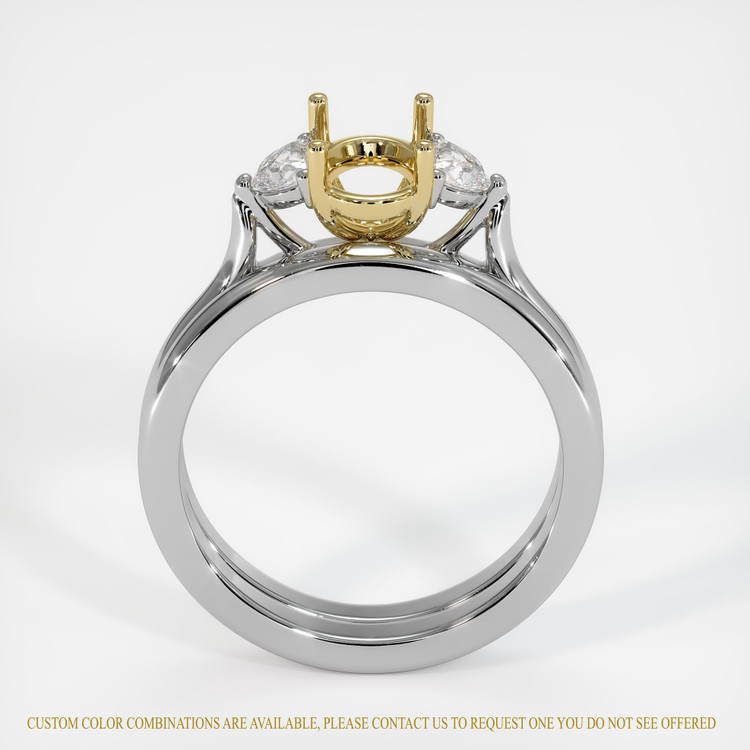 14K Yellow & White Three Stone Ring Setting