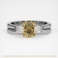 18K Yellow & White Three Stone Ring Setting Image