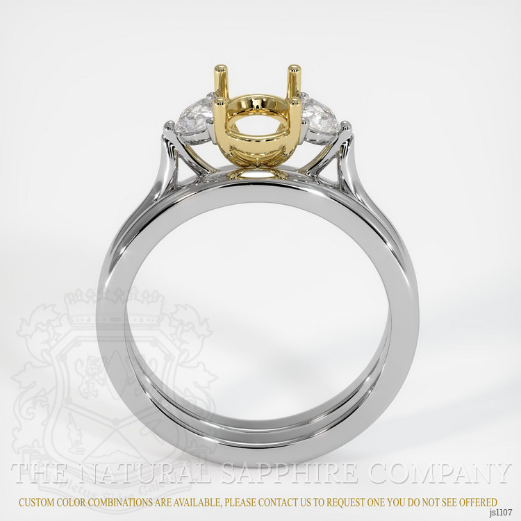 18K Yellow & White Three Stone Ring Setting