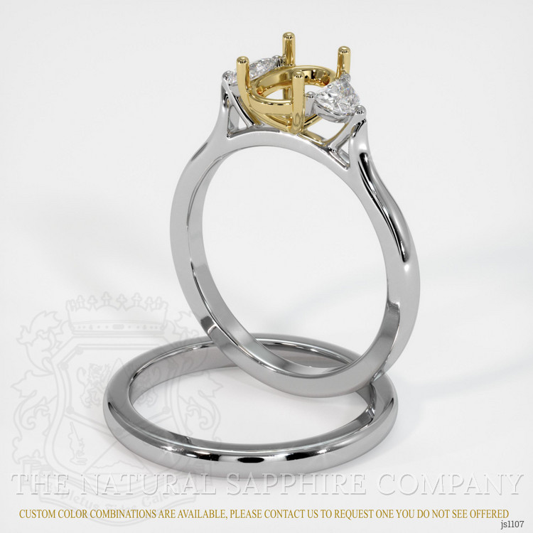 18K Yellow & White Three Stone Ring Setting