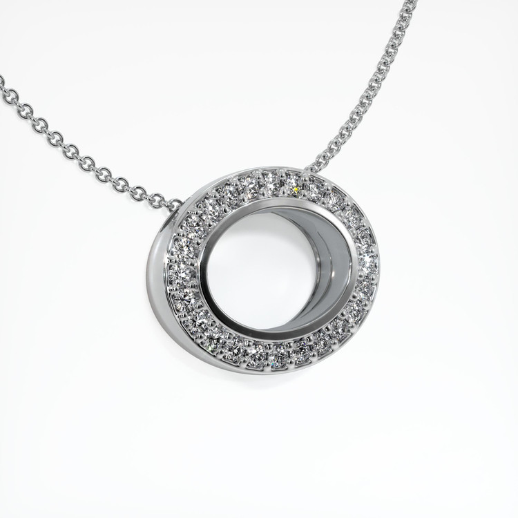14K White Gold Pave Pendant Setting