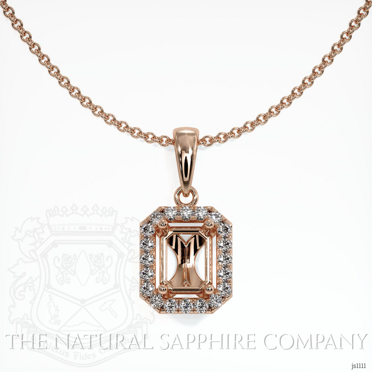 14K Rose Gold Pave Pendant Setting