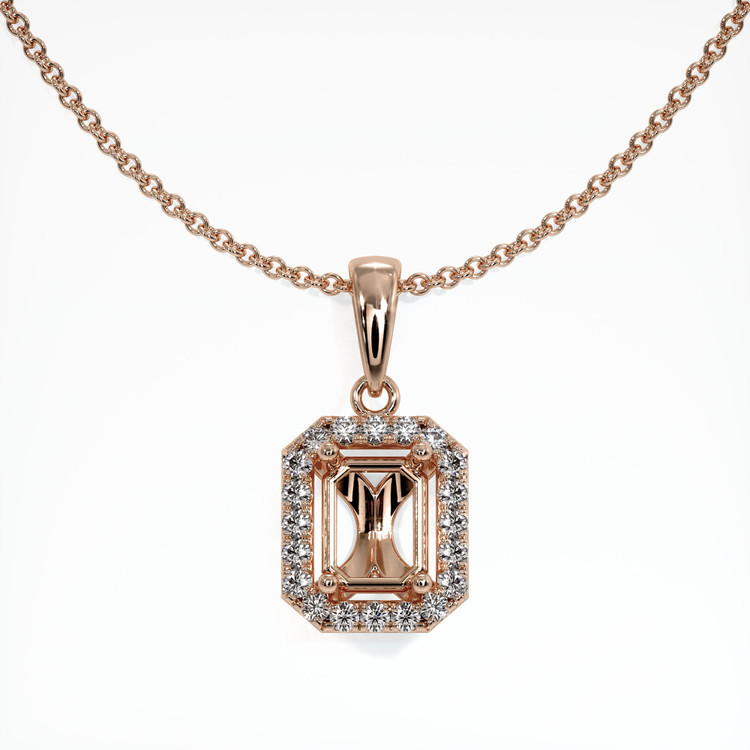 14K Rose Gold Pave Pendant Setting