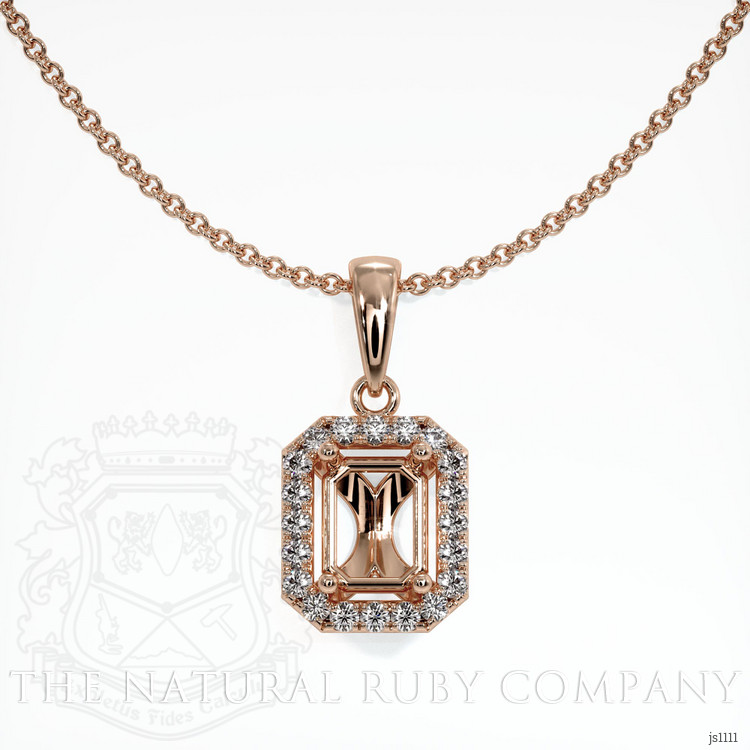 14K Rose Gold Pave Pendant Setting