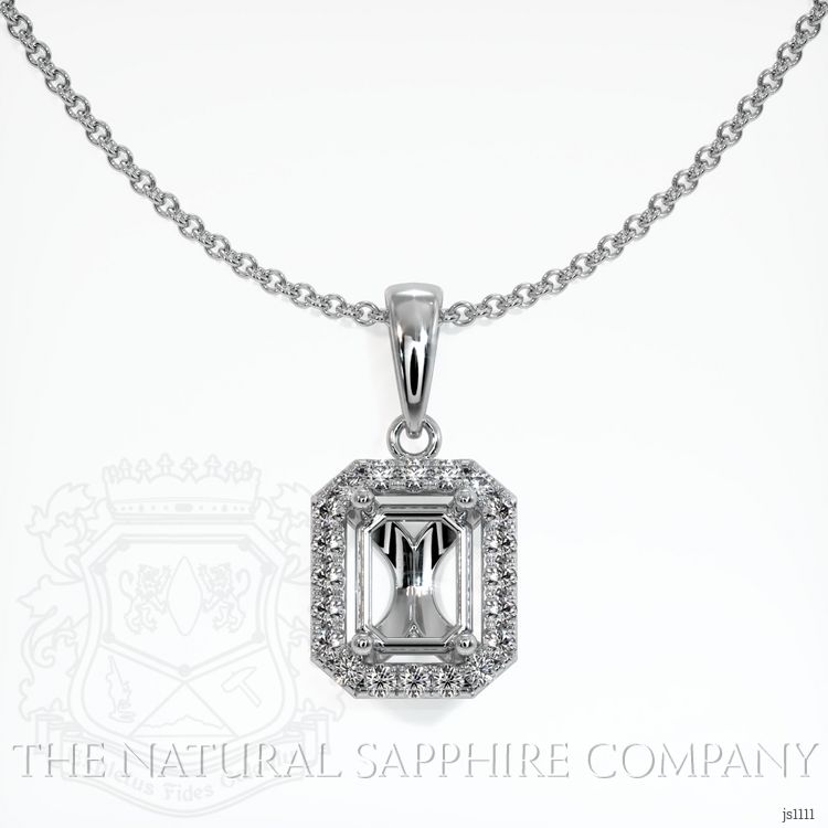 14K White Gold Pave Pendant Setting