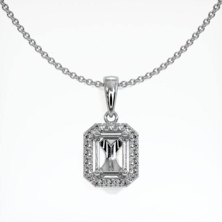 14K White Gold Pave Pendant Setting