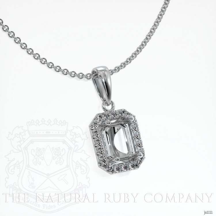 14K White Gold Pave Pendant Setting